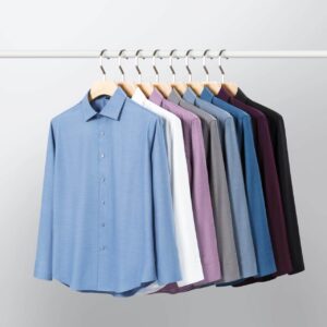 A-2285 Modal & Lambswool: Men's Wrinkle-Free, Thickened Long-Sleeve Shirt for Autumn & Winter