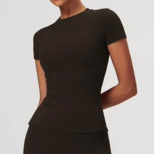 A-8455 Women Solid Fitted Short-Sleeve Yoga Quick-Drying T-Shirt