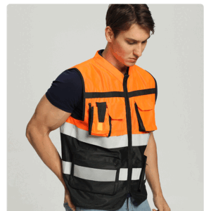 XY-WH-RF022 Color-Block Tactical Safety Vest with Reflective Strips (Walkie-Talkie Pocket Included).